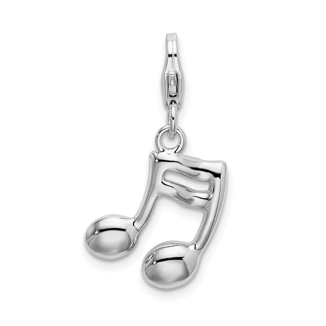 Sterling Silver Music Note Pendant with Polished Double Eighth Note Design