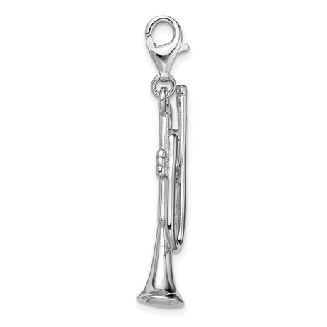 Sterling Silver Charm Pendant, Trumpet Musical Instrument Design, Unisex Jewelry for Music Lovers