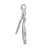 Sterling Silver Violin Pendant Charm with Bow, Musical Instrument Design for Musicians
