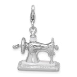 Sterling Silver Sewing Machine Charm Pendant with Vintage Scrollwork Design