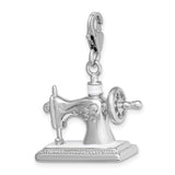 Sterling Silver Sewing Machine Charm Pendant with Vintage Scrollwork Design