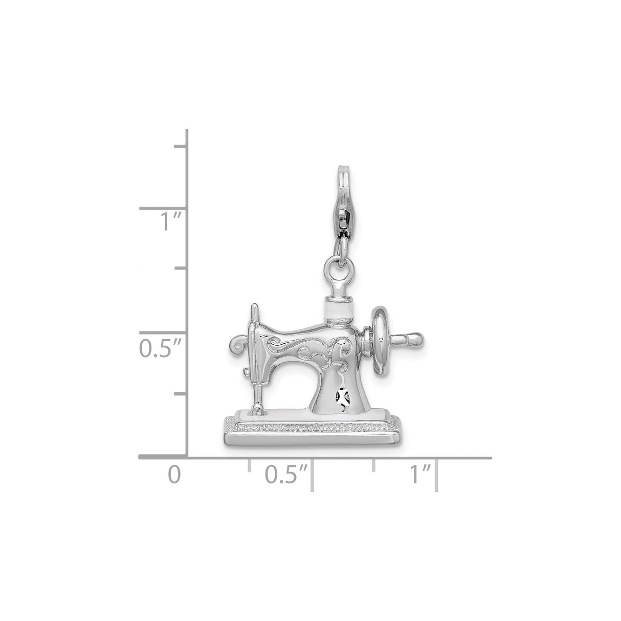 Sterling Silver Sewing Machine Charm Pendant with Vintage Scrollwork Design