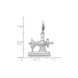 Sterling Silver Sewing Machine Charm Pendant with Vintage Scrollwork Design
