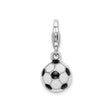 Sterling Silver Soccer Ball Charm with Lobster Clasp, Black and White Enamel Sports Theme