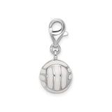 Sterling Silver Volleyball Charm Pendant with Lobster Clasp, 3D Sports Jewelry for Athletes