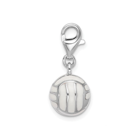 Sterling Silver Volleyball Charm Pendant with Lobster Clasp, 3D Sports Jewelry for Athletes