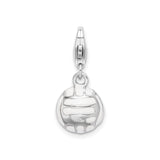 Sterling Silver Volleyball Charm Pendant with Lobster Clasp, 3D Sports Jewelry for Athletes