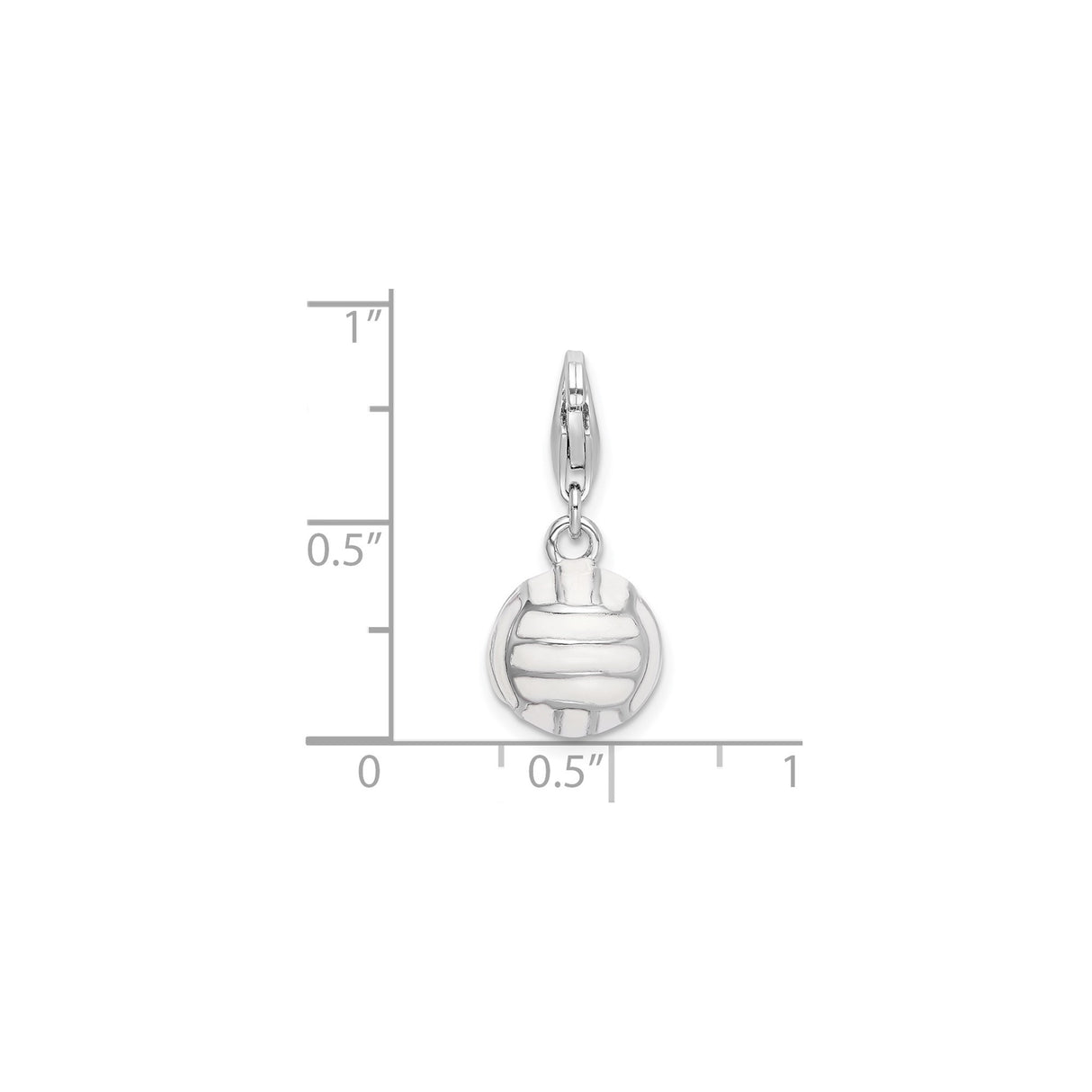 Sterling Silver Volleyball Charm Pendant with Lobster Clasp, 3D Sports Jewelry for Athletes