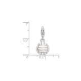 Sterling Silver Volleyball Charm Pendant with Lobster Clasp, 3D Sports Jewelry for Athletes