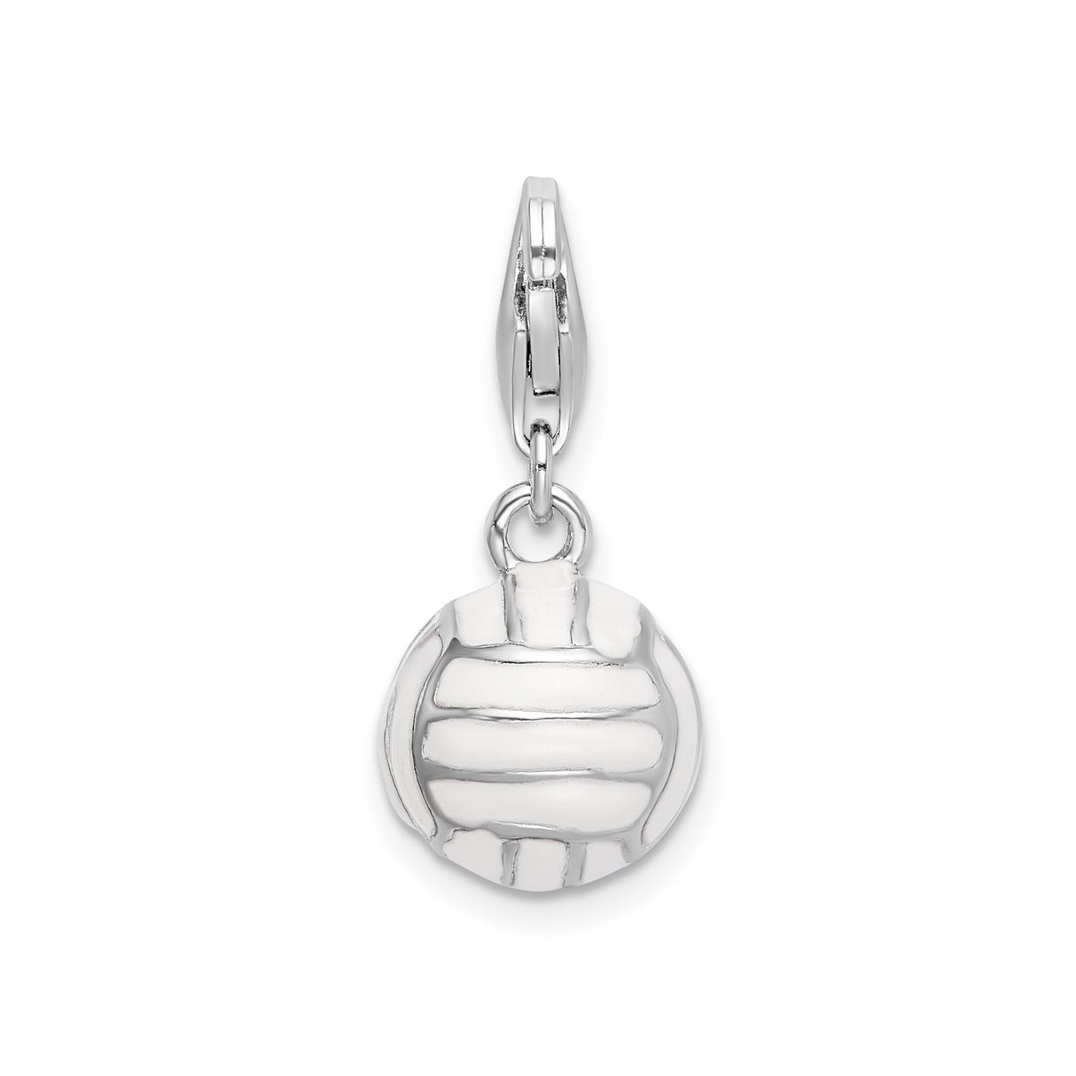 Sterling Silver Volleyball Charm Pendant with Lobster Clasp, 3D Sports Jewelry for Athletes