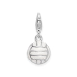 Sterling Silver Volleyball Charm Pendant with Lobster Clasp, 3D Sports Jewelry for Athletes
