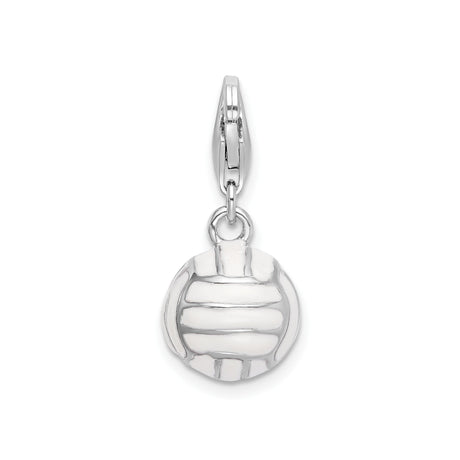 Sterling Silver Volleyball Charm Pendant with Lobster Clasp, 3D Sports Jewelry for Athletes
