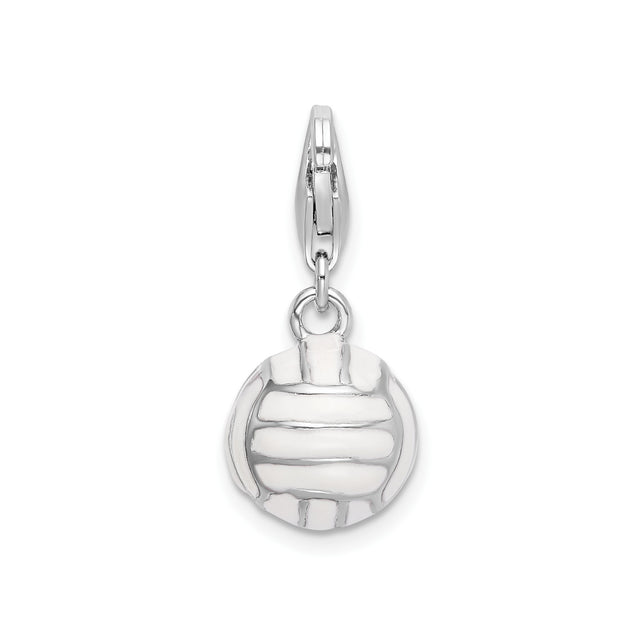Sterling Silver Volleyball Charm Pendant with Lobster Clasp, 3D Sports Jewelry for Athletes