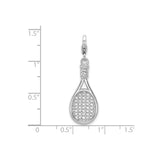 Sterling Silver Tennis Racket Pendant Charm, Sports Jewelry for Women and Men
