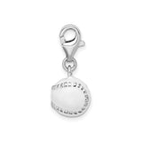 Sterling Silver Baseball Charm Pendant with Enamel Detailing and Lobster Clasp