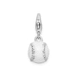 Sterling Silver Baseball Charm Pendant with Enamel Detailing and Lobster Clasp