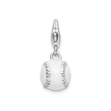 Sterling Silver Baseball Charm Pendant with Enamel Detailing and Lobster Clasp