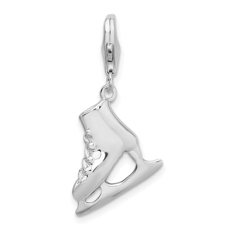 Sterling Silver Charm Pendant, Ice Skate Design with Lobster Clasp, Winter Sports Theme