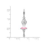 Sterling Silver Ballerina Charm Pendant with Pink and White Enamel Tutu