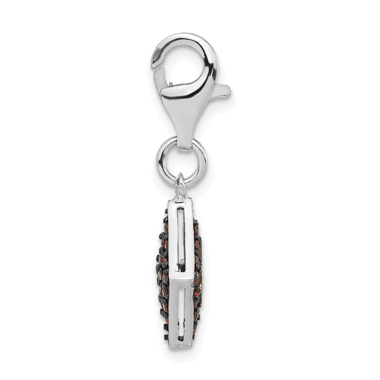 Sterling Silver Pendant with Red Enamel Center and Cubic Zirconia, Geometric Charm Design