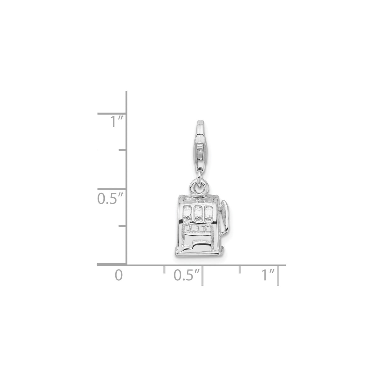 Sterling Silver Slot Machine Pendant, 3D Casino Gambling Charm, Vegas Souvenir Jewelry