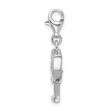 Sterling Silver Wine Glass Pendant with Pink Gemstone and Grape Cluster Detail