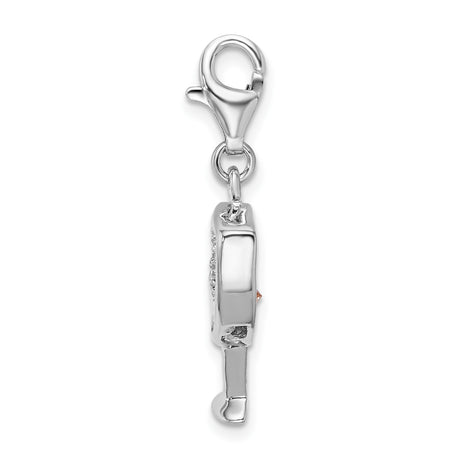 Sterling Silver Wine Glass Pendant with Pink Gemstone and Grape Cluster Detail