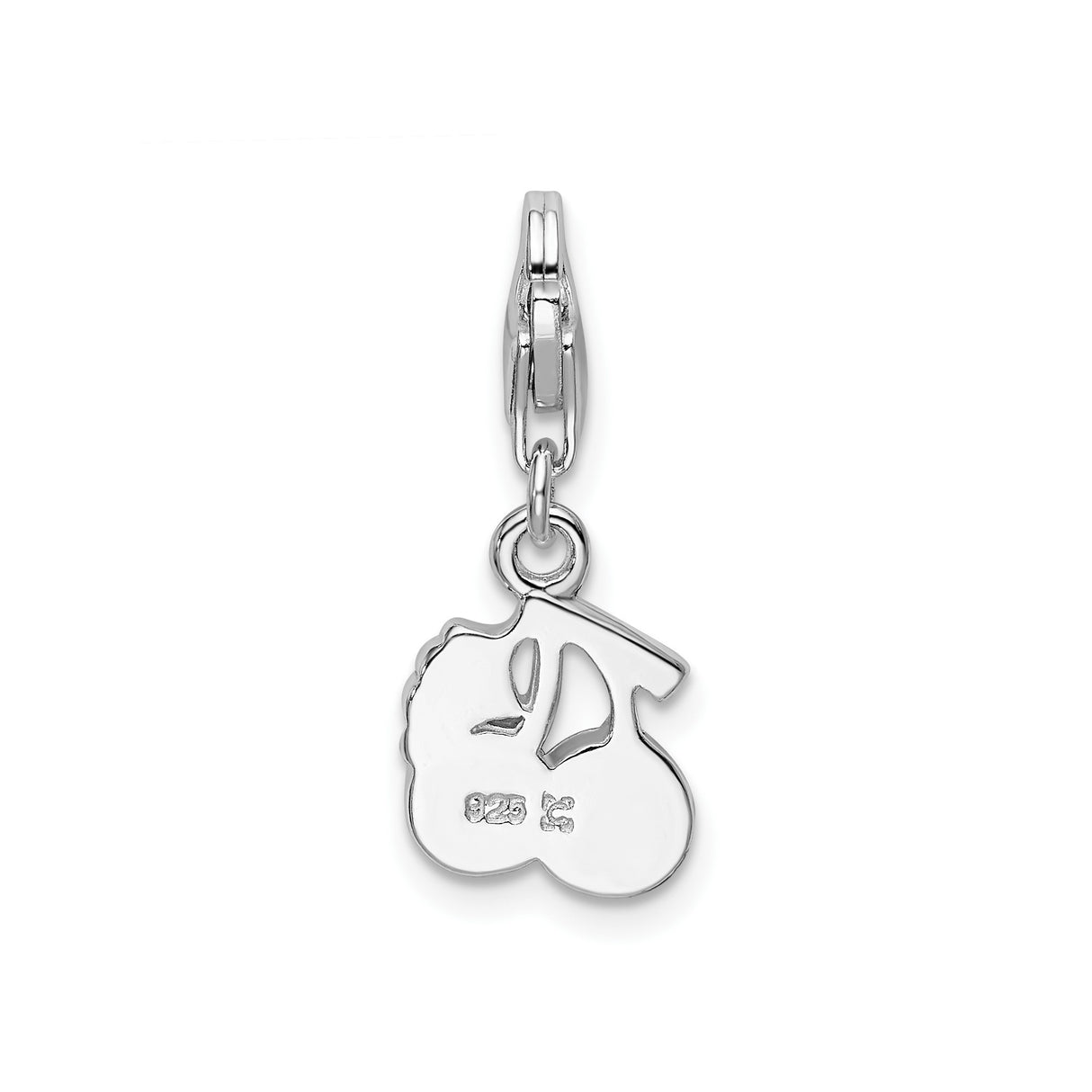 Sterling Silver Cherry Charm with Red and Green Crystals, Lobster Clasp Pendant