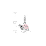 Sterling Silver Snail Charm Pendant with Pink Enamel, Cartoon Animal Design