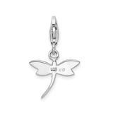 Sterling Silver Dragonfly Pendant with Light Purple Enamel and Cubic Zirconia Accents