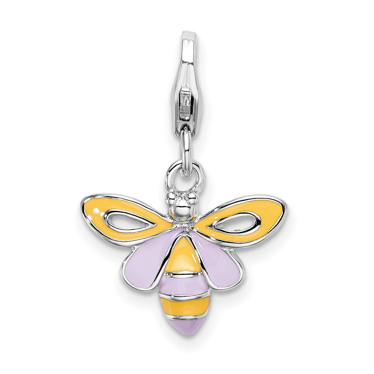 Bee Clip-On Charm Pendant in Real 925 Sterling Silver