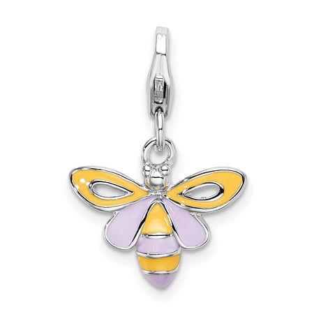 Bee Clip-On Charm Pendant in Real 925 Sterling Silver
