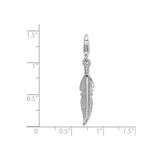 Sterling Silver Feather Charm Pendant, Detailed Tribal Boho Design for Women