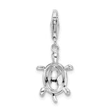 Sterling Silver Turtle Charm Pendant with Detailed Shell Design, Ocean Animal Theme