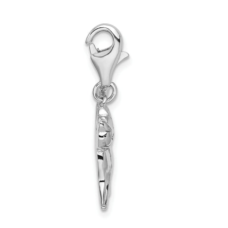 Scary Hunched Cat Clip-On Charm Pendant in Real 925 Sterling Silver