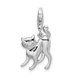 Scary Hunched Cat Clip-On Charm Pendant in Real 925 Sterling Silver