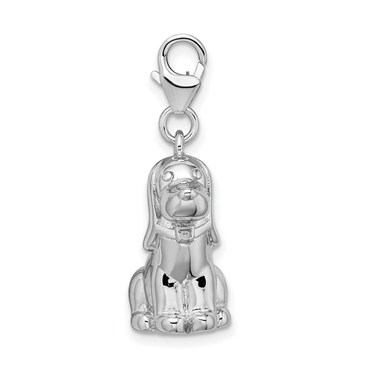 Sterling Silver Dog Charm Pendant with Sitting Beagle Puppy Design for Women or Charm Bracelet