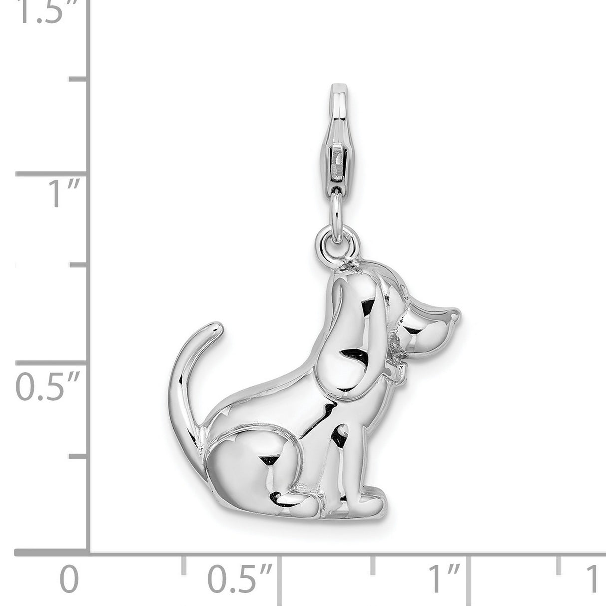 Sterling Silver Dog Charm Pendant with Sitting Beagle Puppy Design for Women or Charm Bracelet