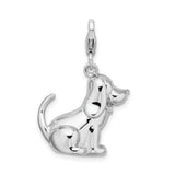 Sterling Silver Dog Charm Pendant with Sitting Beagle Puppy Design for Women or Charm Bracelet