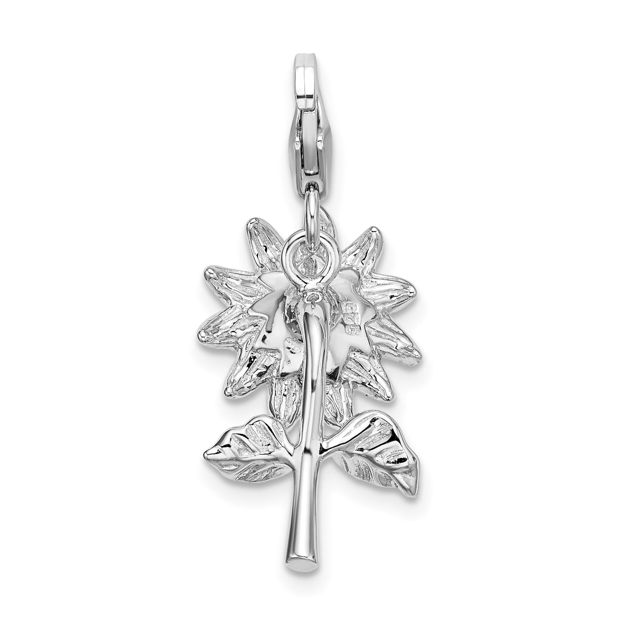 Sterling Silver Sunflower Pendant with Yellow and Green Enamel, Floral Nature Jewelry for Women