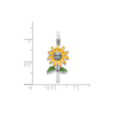 Sterling Silver Sunflower Pendant with Yellow and Green Enamel, Floral Nature Jewelry for Women