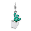 Sterling Silver Cactus Charm Pendant with Green Enamel, Desert Theme Jewelry for Women