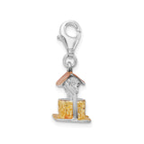 Sterling Silver Wishing Well Charm, Orange and Yellow Enamel, Symbol of Hope and Dreams