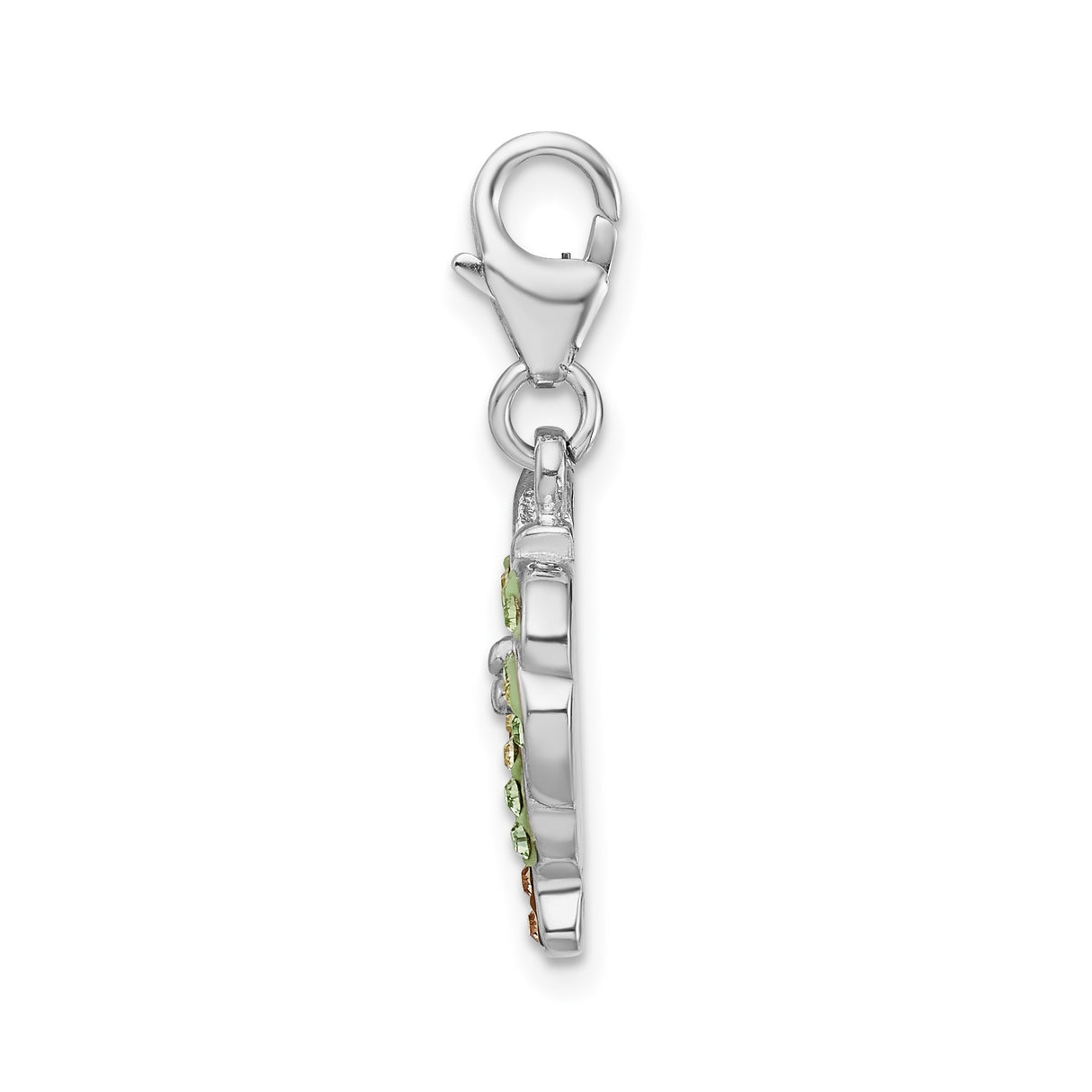 Sterling Silver Palm Tree Pendant with Green and Brown Crystals, Tropical Beach Charm