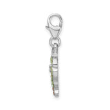 Sterling Silver Palm Tree Pendant with Green and Brown Crystals, Tropical Beach Charm