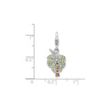 Sterling Silver Palm Tree Pendant with Green and Brown Crystals, Tropical Beach Charm