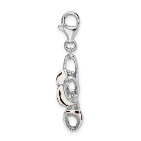 Sterling Silver Bikini Charm with Cubic Zirconia, Black and White Zebra Enamel, Beach Theme