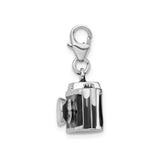 Sterling Silver Camera Charm Pendant with Cubic Zirconia, Vintage Photography Design