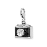 Sterling Silver Camera Charm Pendant with Cubic Zirconia, Vintage Photography Design