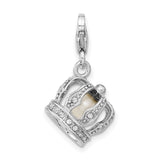 FW Cult Pearl Crown Clip-On Charm Pendant in Real 925 Sterling Silver